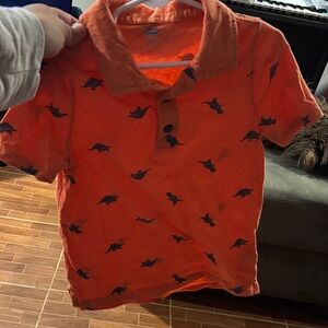 🌈4/$25🌈 OshKosh B'gosh Orange Dinosaur Polo Shirt